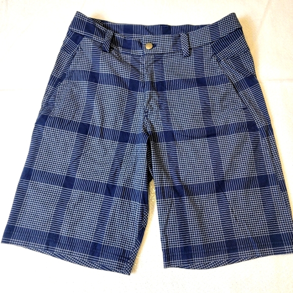 Lululemon Mens Shorts Blue Plaid 32" Waist 10" Inseam Casual Golf - Picture 1 of 8